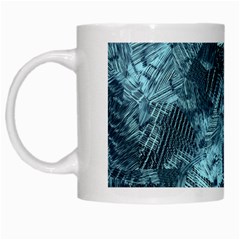 Teal Turquoise Abstract Art White Mugs by SpinnyChairDesigns