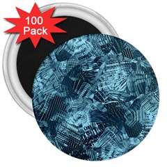 Teal Turquoise Abstract Art 3  Magnets (100 Pack) by SpinnyChairDesigns