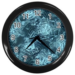 Teal Turquoise Abstract Art Wall Clock (black) by SpinnyChairDesigns