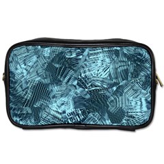 Teal Turquoise Abstract Art Toiletries Bag (one Side) by SpinnyChairDesigns