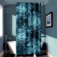 Teal Turquoise Abstract Art Shower Curtain 36  X 72  (stall)  by SpinnyChairDesigns