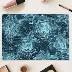 Teal Turquoise Abstract Art Cosmetic Bag (xxl) by SpinnyChairDesigns