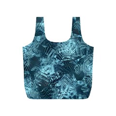 Teal Turquoise Abstract Art Full Print Recycle Bag (s) by SpinnyChairDesigns