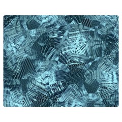 Teal Turquoise Abstract Art Double Sided Flano Blanket (medium)  by SpinnyChairDesigns