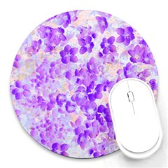 Purple Spring Flowers Round Mousepads by DinkovaArt