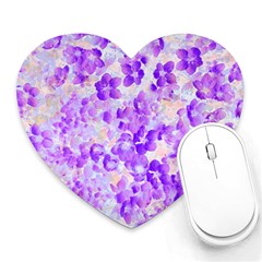 Purple Spring Flowers Heart Mousepads by DinkovaArt