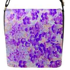 Purple Spring Flowers Flap Closure Messenger Bag (s) by DinkovaArt