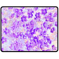 Purple Spring Flowers Double Sided Fleece Blanket (medium)  by DinkovaArt