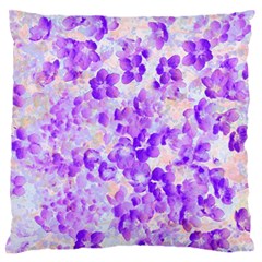 Purple Spring Flowers Large Flano Cushion Case (one Side) by DinkovaArt