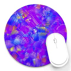 Fuchsia Magenta Abstract Art Round Mousepads by SpinnyChairDesigns