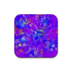 Fuchsia Magenta Abstract Art Rubber Coaster (square)  by SpinnyChairDesigns