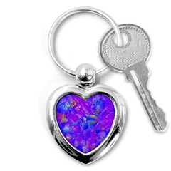 Fuchsia Magenta Abstract Art Key Chain (heart) by SpinnyChairDesigns