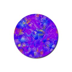 Fuchsia Magenta Abstract Art Rubber Coaster (round)  by SpinnyChairDesigns