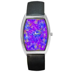 Fuchsia Magenta Abstract Art Barrel Style Metal Watch by SpinnyChairDesigns