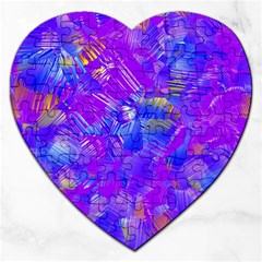 Fuchsia Magenta Abstract Art Jigsaw Puzzle (heart) by SpinnyChairDesigns