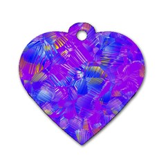 Fuchsia Magenta Abstract Art Dog Tag Heart (one Side) by SpinnyChairDesigns