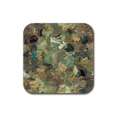 Earth Colors Abstract Art Rubber Coaster (square)  by SpinnyChairDesigns