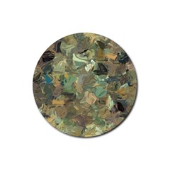 Earth Colors Abstract Art Rubber Coaster (round)  by SpinnyChairDesigns