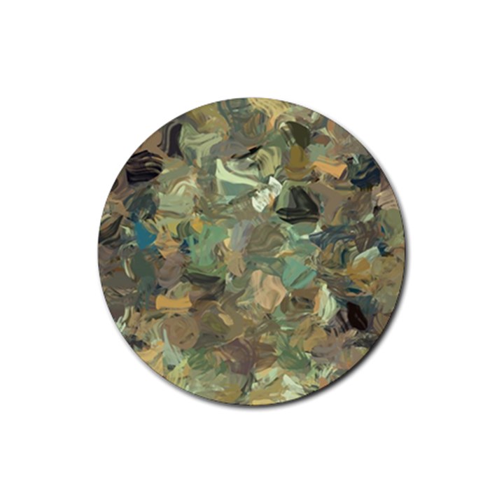 Earth Colors Abstract Art Rubber Round Coaster (4 pack) 