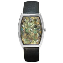 Earth Colors Abstract Art Barrel Style Metal Watch by SpinnyChairDesigns