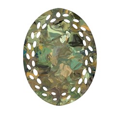 Earth Colors Abstract Art Ornament (oval Filigree) by SpinnyChairDesigns