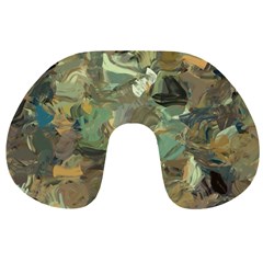 Earth Colors Abstract Art Travel Neck Pillow by SpinnyChairDesigns