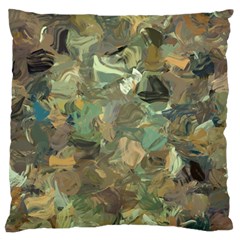 Earth Colors Abstract Art Large Flano Cushion Case (one Side) by SpinnyChairDesigns