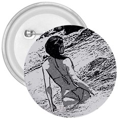 Beauty At The Beach, Bikini Girl Bathing In Bay 3  Buttons by Casemiro