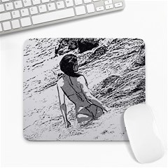 Beauty At The Beach, Bikini Girl Bathing In Bay Large Mousepads by Casemiro