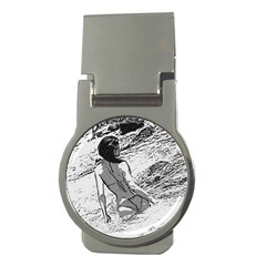 Beauty At The Beach, Bikini Girl Bathing In Bay Money Clips (round)  by Casemiro