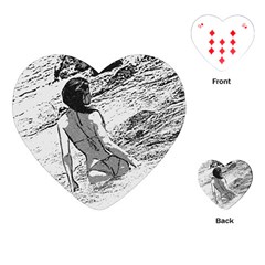 Beauty At The Beach, Bikini Girl Bathing In Bay Playing Cards Single Design (heart) by Casemiro