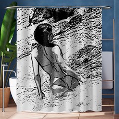 Beauty At The Beach, Bikini Girl Bathing In Bay Shower Curtain 60  X 72  (medium)  by Casemiro