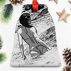 Beauty At The Beach, Bikini Girl Bathing In Bay Ornament (bell) by Casemiro