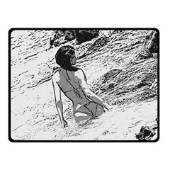 Beauty At The Beach, Bikini Girl Bathing In Bay Double Sided Fleece Blanket (small)  by Casemiro