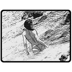 Beauty At The Beach, Bikini Girl Bathing In Bay Double Sided Fleece Blanket (large)  by Casemiro