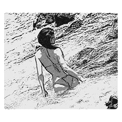 Beauty At The Beach, Bikini Girl Bathing In Bay Double Sided Flano Blanket (small)  by Casemiro