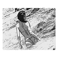 Beauty At The Beach, Bikini Girl Bathing In Bay Double Sided Flano Blanket (large)  by Casemiro