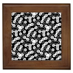 Black And White Abstract Art Framed Tile by SpinnyChairDesigns