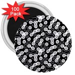 Black and White Abstract Art 3  Magnets (100 pack) Front