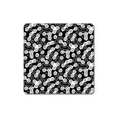 Black And White Abstract Art Square Magnet by SpinnyChairDesigns