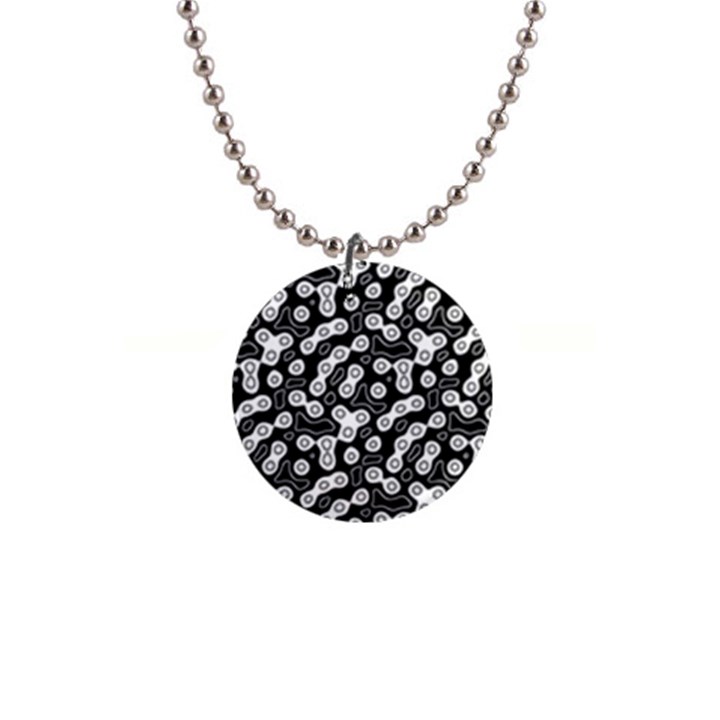 Black and White Abstract Art 1  Button Necklace