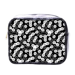 Black And White Abstract Art Mini Toiletries Bag (one Side) by SpinnyChairDesigns