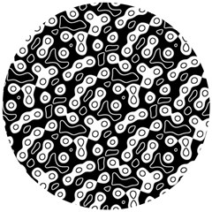 Black And White Abstract Art Wooden Puzzle Round by SpinnyChairDesigns