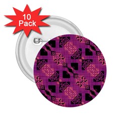 Fuchsia Black Abstract Checkered Stripes  2.25  Buttons (10 pack) 