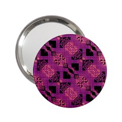 Fuchsia Black Abstract Checkered Stripes  2.25  Handbag Mirrors