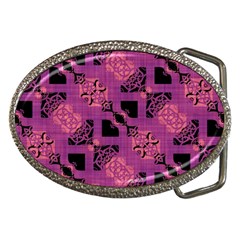 Fuchsia Black Abstract Checkered Stripes  Belt Buckles