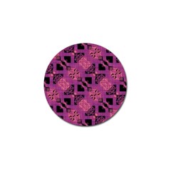 Fuchsia Black Abstract Checkered Stripes  Golf Ball Marker