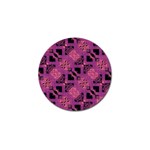 Fuchsia Black Abstract Checkered Stripes  Golf Ball Marker Front