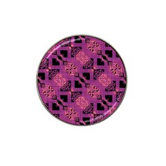 Fuchsia Black Abstract Checkered Stripes  Hat Clip Ball Marker by SpinnyChairDesigns