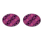 Fuchsia Black Abstract Checkered Stripes  Cufflinks (Oval) Front(Pair)